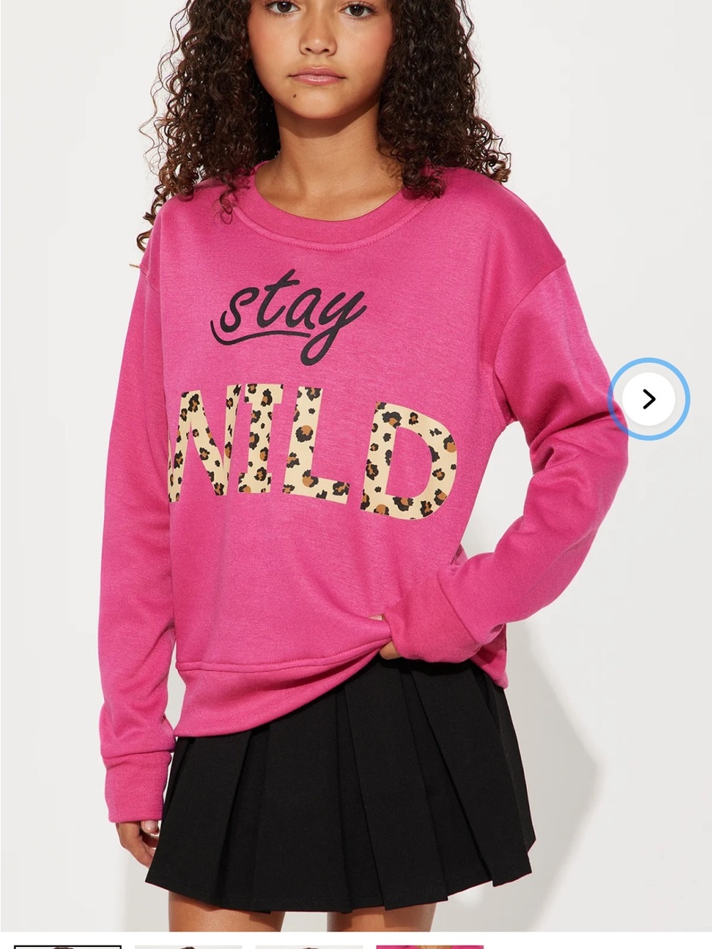 Fashion Nova Pink "Stay Nild" Leopard Print Accent Long Sleeve Tee